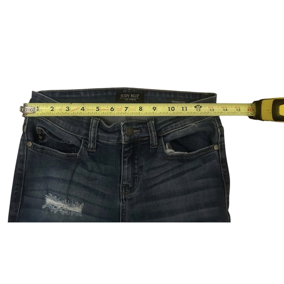 Judy‎ Blue Jeans Womens 5/27 Blue Skinny Fit Stretch Mid Rise Distressed (27x27) - Picture 6 of 9